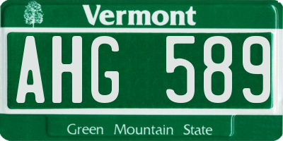 VT license plate AHG589