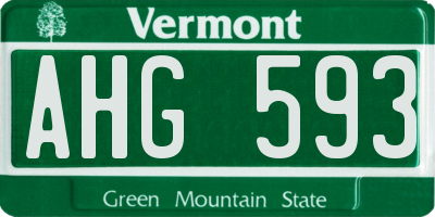 VT license plate AHG593