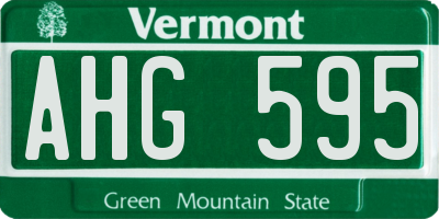 VT license plate AHG595