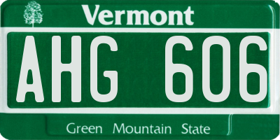 VT license plate AHG606