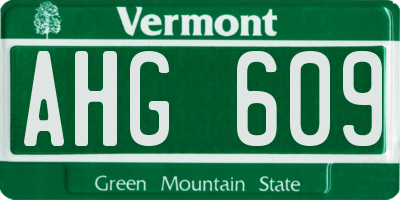 VT license plate AHG609