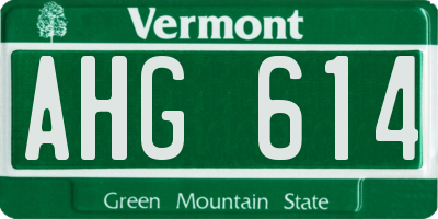 VT license plate AHG614