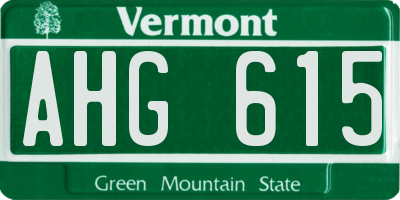 VT license plate AHG615