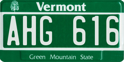 VT license plate AHG616
