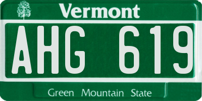 VT license plate AHG619