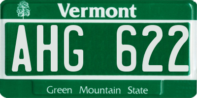 VT license plate AHG622