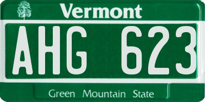 VT license plate AHG623