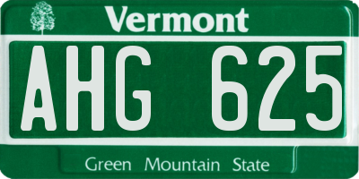 VT license plate AHG625