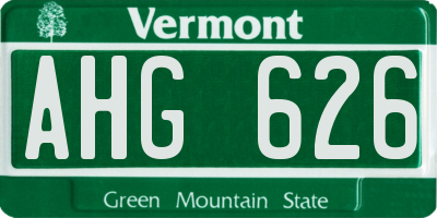 VT license plate AHG626