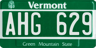 VT license plate AHG629