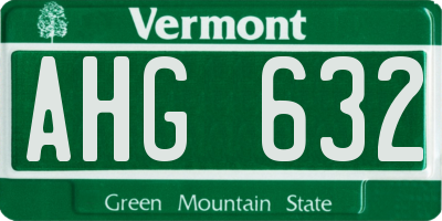 VT license plate AHG632