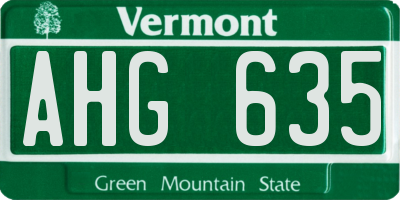 VT license plate AHG635