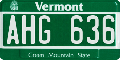 VT license plate AHG636