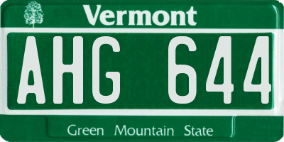 VT license plate AHG644