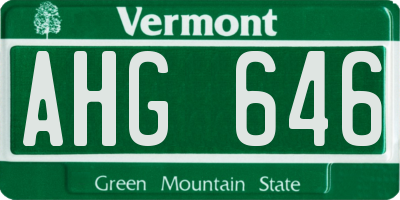 VT license plate AHG646