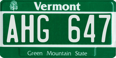 VT license plate AHG647