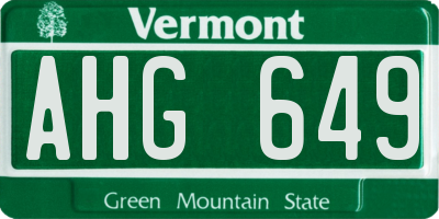 VT license plate AHG649
