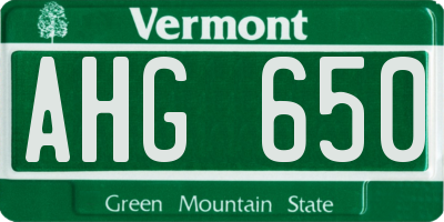 VT license plate AHG650
