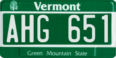 VT license plate AHG651