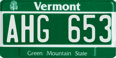 VT license plate AHG653