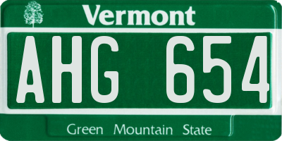 VT license plate AHG654