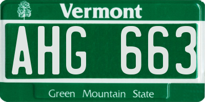 VT license plate AHG663