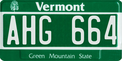 VT license plate AHG664