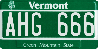 VT license plate AHG666