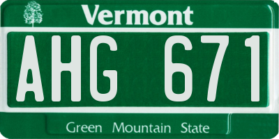 VT license plate AHG671