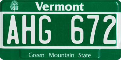 VT license plate AHG672