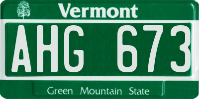 VT license plate AHG673