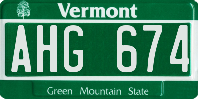 VT license plate AHG674