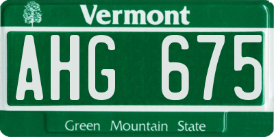 VT license plate AHG675