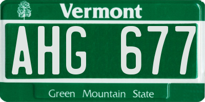 VT license plate AHG677