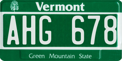 VT license plate AHG678