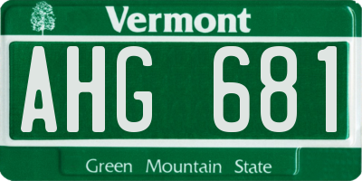 VT license plate AHG681