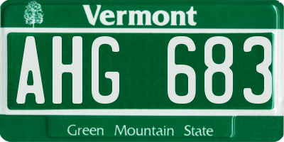 VT license plate AHG683