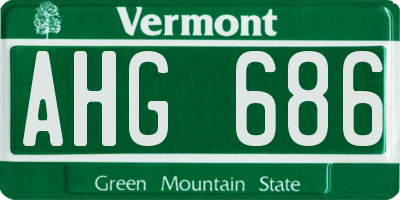 VT license plate AHG686
