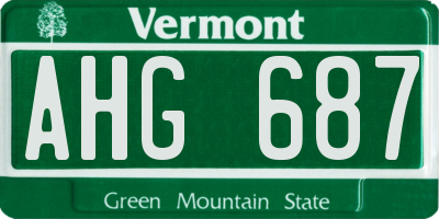 VT license plate AHG687