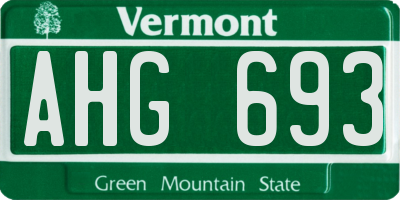 VT license plate AHG693