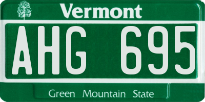 VT license plate AHG695