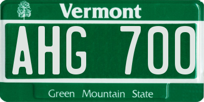 VT license plate AHG700