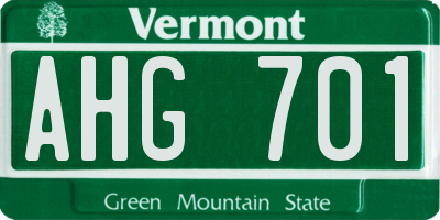 VT license plate AHG701