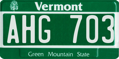 VT license plate AHG703