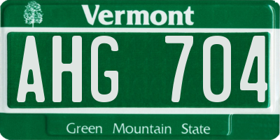 VT license plate AHG704