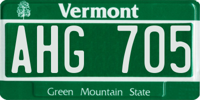VT license plate AHG705