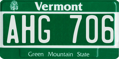 VT license plate AHG706