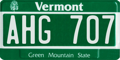 VT license plate AHG707