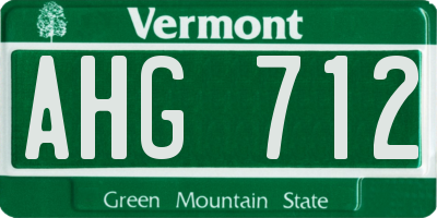 VT license plate AHG712