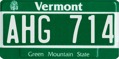VT license plate AHG714